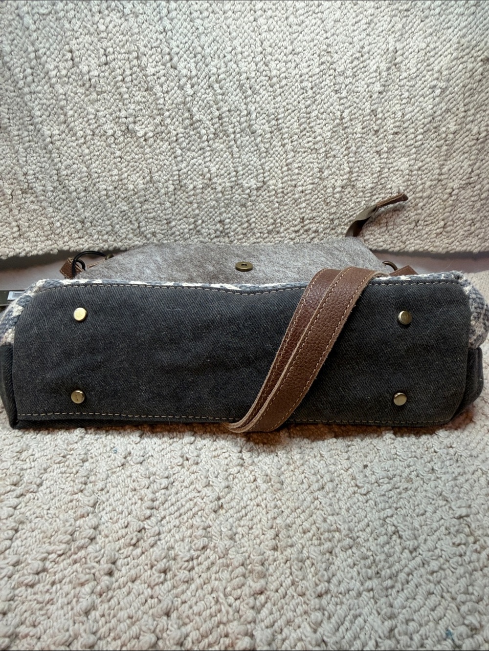 Myra Flourish Bag Gray & Brown Patterned Crossbody Shoulder Bag - Picture 5 of 8